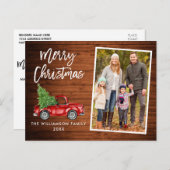 ブラシスクリプトウッドヴィンテージトラックフォトクリスマス ポストカード (正面/裏面)