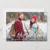 ブラシスクリプトウッド日付アドベンチャーカードを保存 招待状 (正面)