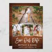 ブラシスクリプトウッド4写真救私たちの日付カード セーブザデート (正面/裏面)