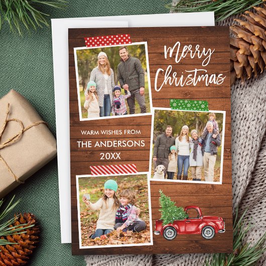 ブラシスクリプトクラフトテープウッドトラッククリスマス シーズンカード