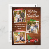 ブラシスクリプトクラフトテープウッドレッドトラッククリスマス ポストカード (正面/裏面)