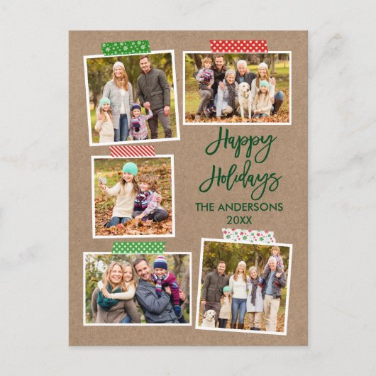 ブラシスクリプトクラフトテープメリークリスマスクラフト ポストカード (正面)