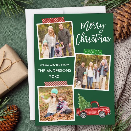 ブラシスクリプトクラフトテープレッドトラッククリスマス シーズンカード