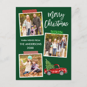 ブラシスクリプトクラフトテープレッドトラッククリスマス ポストカード