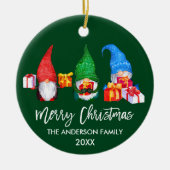 ブラシスクリプトクリスマスウォーターのカラー格言緑 セラミックオーナメント (正面)