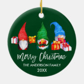 ブラシスクリプトクリスマスウォーターのカラー格言緑 セラミックオーナメント (裏面)