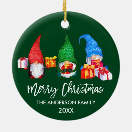 ブラシスクリプトクリスマスウォーターのカラー格言緑 セラミックオーナメント (裏面)