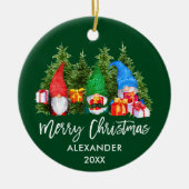 ブラシスクリプトクリスマスウォーターのカラー格言緑 セラミックオーナメント (正面)