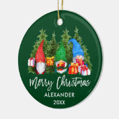 ブラシスクリプトクリスマスウォーターのカラー格言緑 セラミックオーナメント (左)
