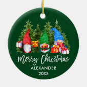 ブラシスクリプトクリスマスウォーターのカラー格言緑 セラミックオーナメント (裏面)