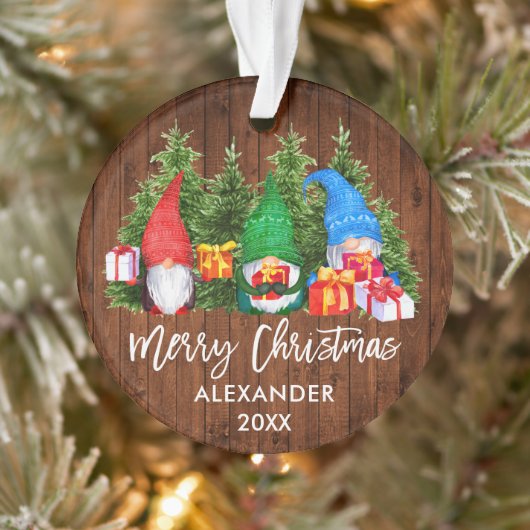 ブラシスクリプトクリスマスウッドウォーターカラー格言 オーナメント (ツリー)