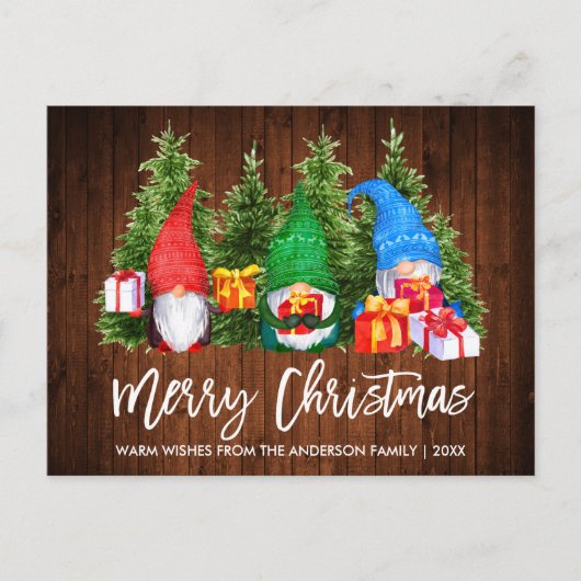 ブラシスクリプトクリスマスウッドウォーターカラー格言 ポストカード (正面)