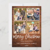 ブラシスクリプトクリスマスウ素朴ィード4フォト シーズンカード (正面)