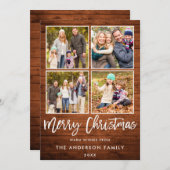 ブラシスクリプトクリスマスウ素朴ィード4フォト シーズンカード (正面/裏面)