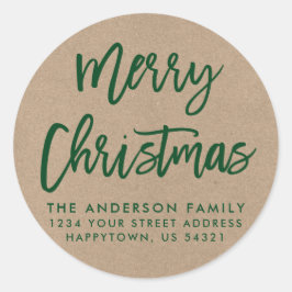 ブラシスクリプトクリスマスクラフトグリーン封筒用シール ラウンドシール