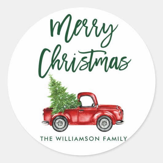 ブラシスクリプトクリスマストラック封筒用シールG ラウンドシール (正面)