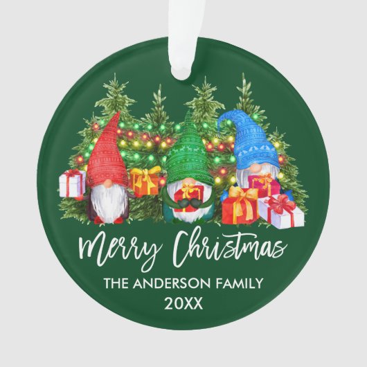 ブラシスクリプトクリスマスライトウォーターカラー格言 オーナメント (正面)