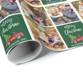 ブラシスクリプトクリスマスヴィンテージトラック3フォトグリーン ラッピングペーパー (ロールコーナー)