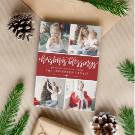 ブラシスクリプトクリスマス恵みフォトコラージュ シーズンカード