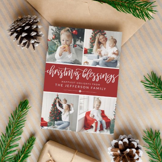 ブラシスクリプトクリスマス恵みフォトコラージュ シーズンカード