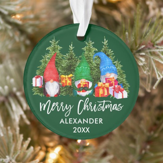ブラシスクリプトクリスマス水彩格言緑 オーナメント (ツリー)