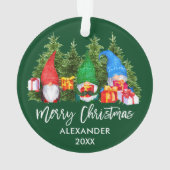 ブラシスクリプトクリスマス水彩格言緑 オーナメント (裏面)