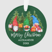 ブラシスクリプトクリスマス水彩格言緑 オーナメント (正面)