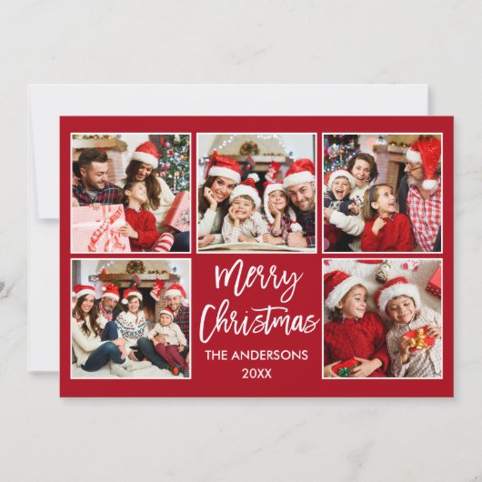 ブラシスクリプトクリスマス5フォトレッド シーズンカード (正面)