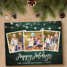 ブラシスクリプトグリーンウッドライトホリデー3写真 ポストカード
