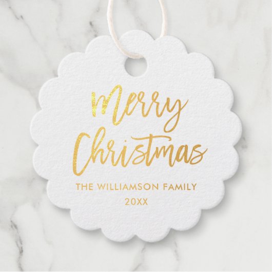 ブラシスクリプトゴールドフォイルメリークリスマス フェイバータグ (正面)