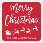ブラシスクリプトスターサンタクリスマス封筒用シール スクエアシール (正面)