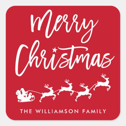 ブラシスクリプトスターサンタクリスマス封筒用シール スクエアシール (正面)