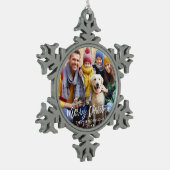 ブラシスクリプトスターファミリーフォトメリークリスマス スノーフレークピューターオーナメント (左)