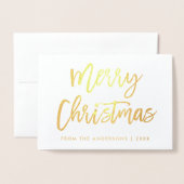 ブラシスクリプトスターメリークリスマスフォト金ゴールド 箔カード (封筒付き正面)