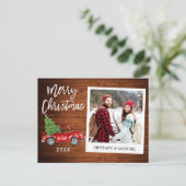ブラシスクリプトトラックインスタントフォトウッドクリスマス ポストカード (スタンド正面)