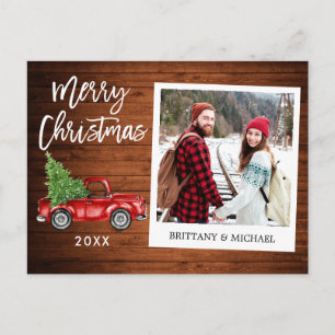 ブラシスクリプトトラックインスタントフォトウッドクリスマス ポストカード