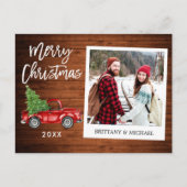 ブラシスクリプトトラックインスタントフォトウッドクリスマス ポストカード (正面)