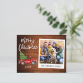 ブラシスクリプトトラックウッドインスタント写真クリスマス ポストカード (スタンド正面)