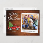 ブラシスクリプトトラックウッドインスタント写真クリスマス ポストカード (正面/裏面)