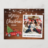 ブラシスクリプトトラックウッドヴィンテージフォトクリスマス ポストカード (正面)