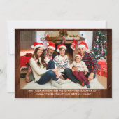 ブラシスクリプトトラックウッド初めてのクリスマスホームフォト シーズンカード (裏面)