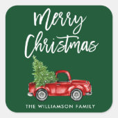 ブラシスクリプトトラッククリスマスグリーン スクエアシール (正面)