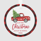 ブラシスクリプトトラック初めてのクリスマスレッドプレイド オーナメント (裏面)