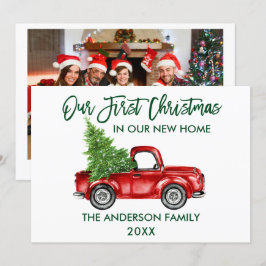 ブラシスクリプトトラック初めてのクリスマス新しいホームフォト シーズンカード