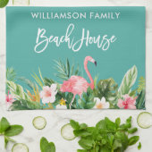 ブラシスクリプトトロピカルフローラビーチハウス キッチンタオル (折り畳み)