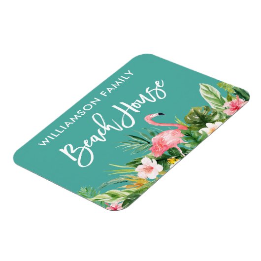 ブラシスクリプトトロピカルフローラファミリービーチハウス マグネット (左側)