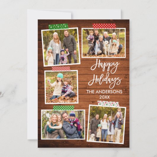 ブラシスクリプトハッピーホリデーズウッドクラフトテープ シーズンカード (正面)