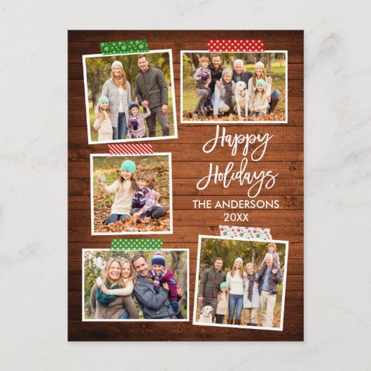 ブラシスクリプトハッピーホリデーズウッドクラフトテープ ポストカード (正面)