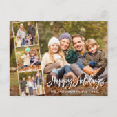 ブラシスクリプトハッピーホリデーズファミリー4写真 ポストカード (正面)
