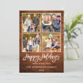 ブラシスクリプトハッピーホリデー素朴ウッド4写真 シーズンカード (スタンド正面)